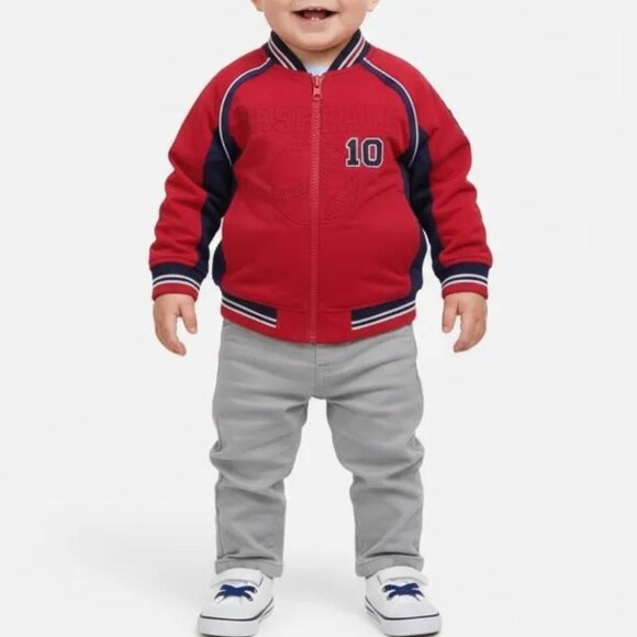 Wonder Kids Other - Wonder Kids Infant Boys Red/Blue Full Zip Front Varsity Jacket Size 18 Months